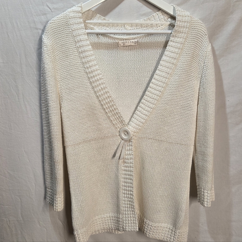 Kenar Sz Sm White Cardigan Single Button And Ribbon Detail Small Repair